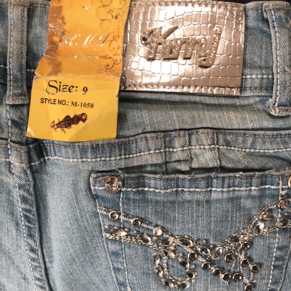 NWT KMJ Junior Girl Light Blue Distressed Jeans Pants Size 9 - Picture 7 of 8